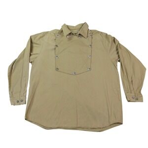 Frontier Classics Bib Front Shirt Men L Tan Star Button Western Concho Cowboy